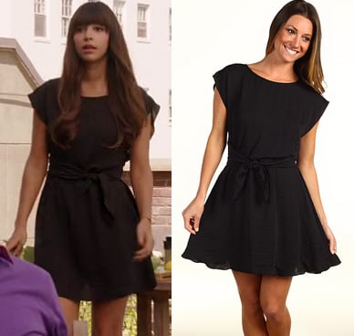 Cece's black dress with tie on Thanksgiving episode of New girl