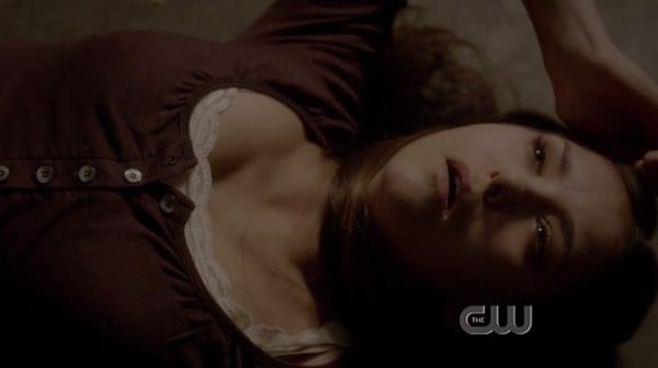 Elena's burgundy/red henley shirt on Vampire Diaries season 4