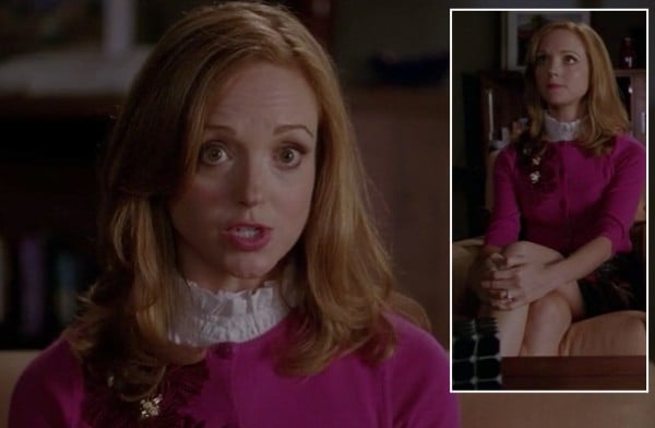 Emma's pink embellished cardigan on Glee season 4