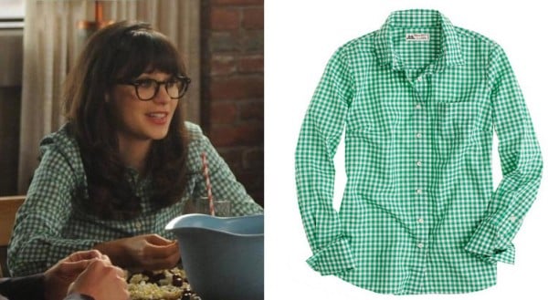 Jess's green checked top on New Girl