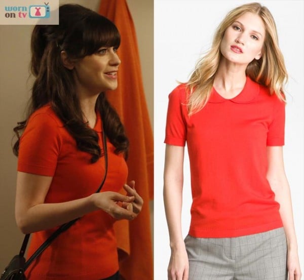 Jess Day's red collared top on New Girl