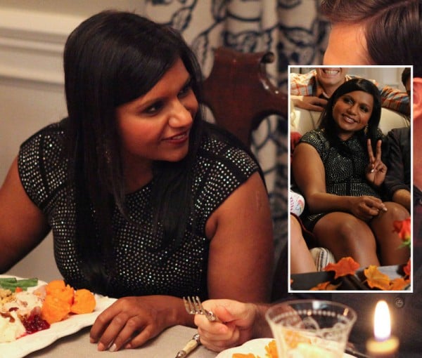 Mindy Kaling's black and silver stud dress on Mindy Project