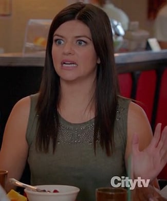 Penny’s green studded tank top on Happy Endings