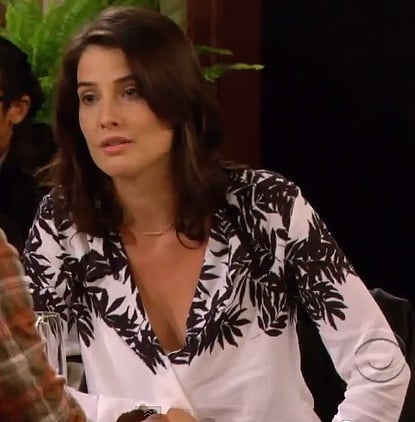 Robin’s white shirt with black bamboo leaves on How I Met Your Mother