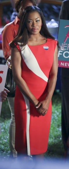 Ruby's red election dress on Hart of Dixie