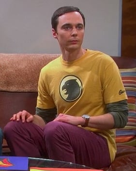 Sheldon’s yellow Hawkman shirt on The Big Bang Theory