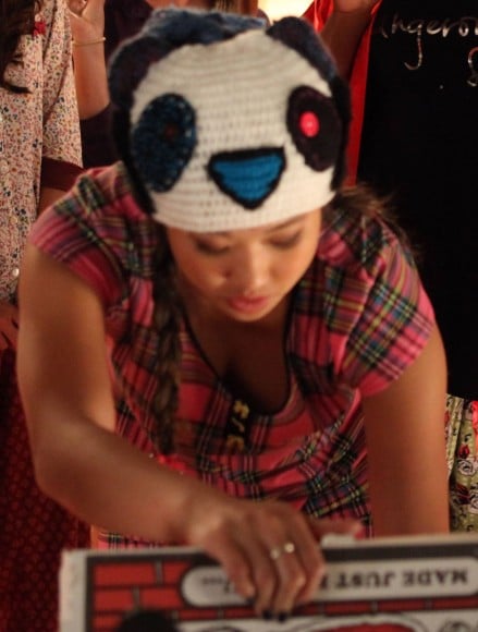 Tina's panda hat on Glee Grease episode