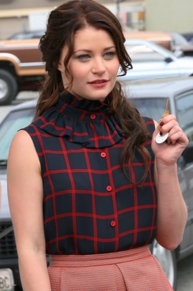 Belle's navy and red check shirt on Once Upon A Time