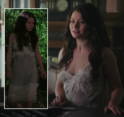 Belle’s grey and white lace nightgown on Once Upon A Time