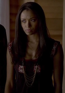 Bonnie's black and red embroidered tank top on The Vampire Diaries