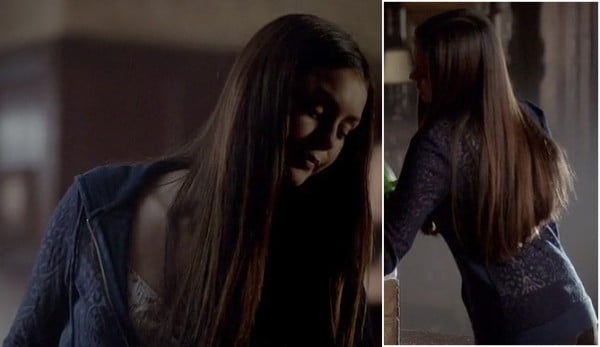 Elena's navy blue lace hoody on The Vampire Diaries