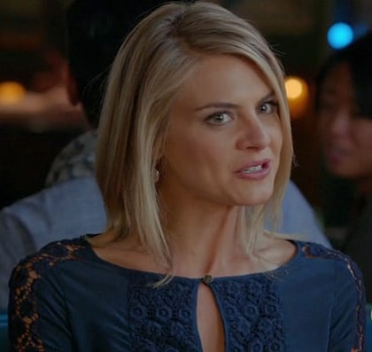 Jane's blue lace top on Happy Endings