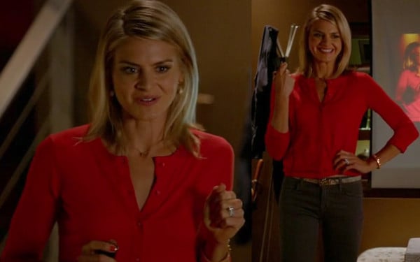 Janes red cardigan on Happy Endings