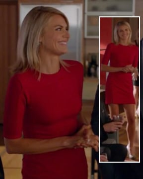 Jane's red mini dress with sleeves on Happy Endings