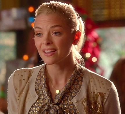 Lemon’s floral blouse with bow and gold sequin cardigan on Hart of Dixie