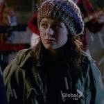 Marley’s green parka jacket and knit beanie on Glee