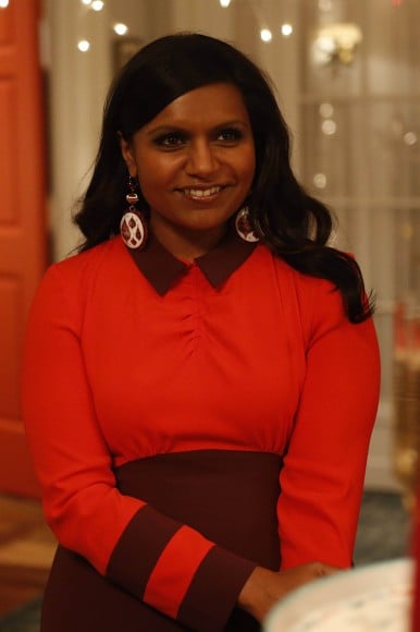 Mindy Kaling's red christmas dress on The Mindy Project