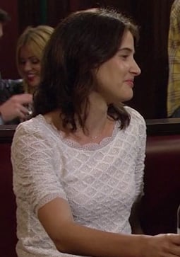 Robins white lace top on How I Met Your Mother
