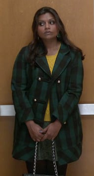 Mindy's green plaid coat on The Mindy Project