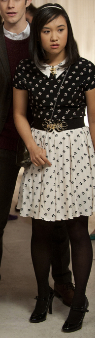Mouse's black and white printed dress from Topshop