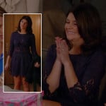 Penny’s navy lace engagement party dress on Happy Endings
