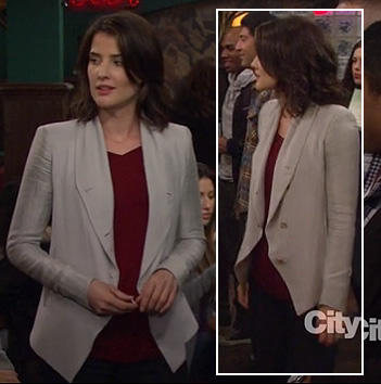 Robin’s grey draped blazer on How I Met Your Mother