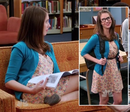Annie’s peach floral wrap style dress on Community