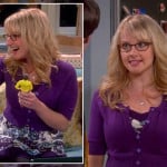 Bernadette’s purple blue and white floral dress on The Big Bang Theory