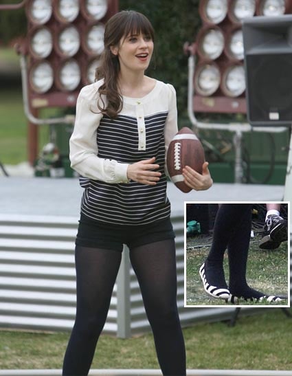 Zooey's black and white striped shirt on New Girl