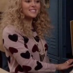 Carrie’s pink heart print sweater on The Carrie Diaries