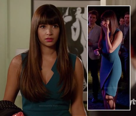 Cece's teal blue dress on New Girl