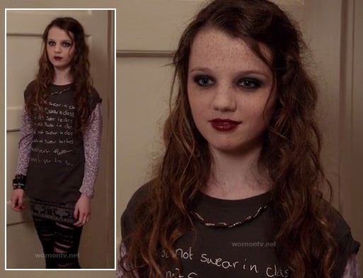 Dorrit's must not swear in class tshirt on The Carrie Diaries