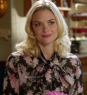 Lemon's black floral bow top on Hart of Dixie