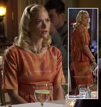 Lemon's orange watercolor peplum dress on Hart of Dixie