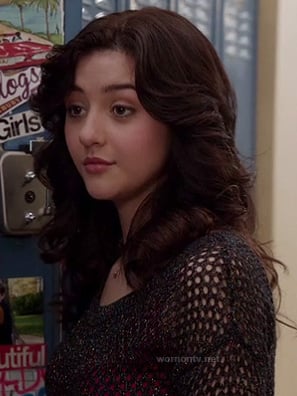 Maggie's black netted sweater on The Carrie Diaries
