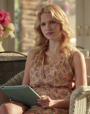 Magnolias peach pink floral print surplice dress on Hart of Dixie