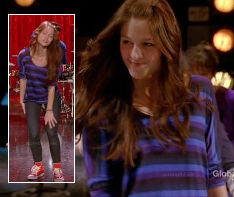 Marley's purple striped top and red hi-tops on Glee