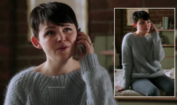 Snow White's blue grey fuzzy pullover on Once Upon a Time