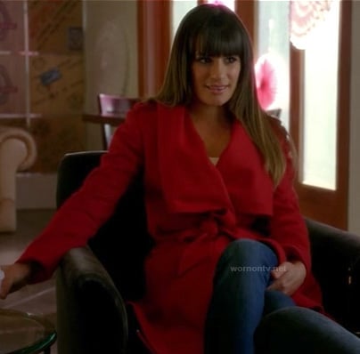 Rachel Berry's red wrap coat on Glee