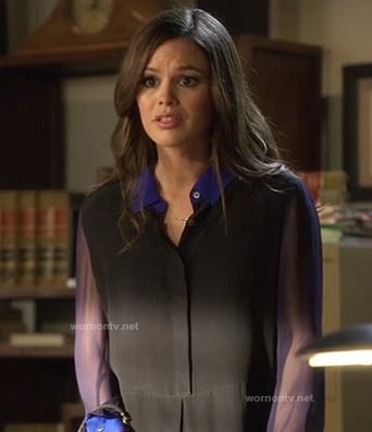 Zoe Harts black and blue sheer colorblock blouse on Hart of Dixie