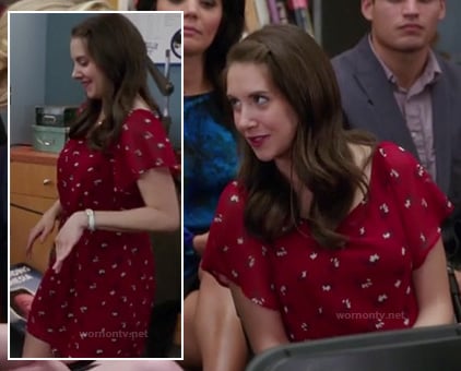 Annie's red flutter sleeve dress on Community