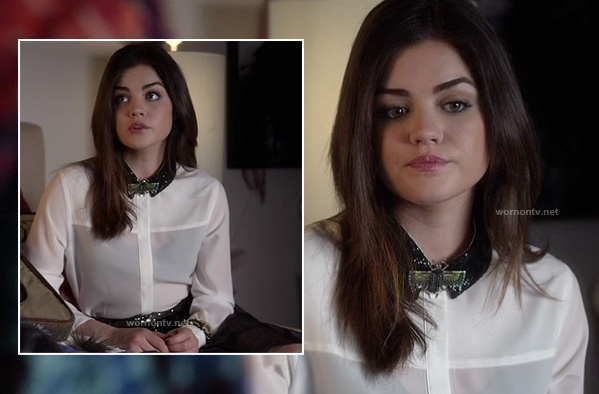 Aria's white shirt with black collar on PLL