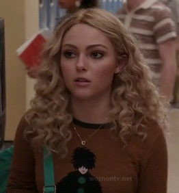 Carrie's brown fluffy lady sweater on The Carrie Diaries