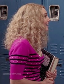 Carrie's pink and black stripe dot sweater on The Carrie Diaries