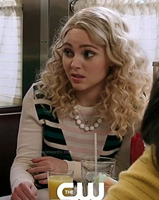 Carrie's white and green striped sweater on The Carrie Diaries