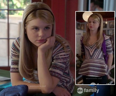 Ginny’s striped peplum top on Bunheads