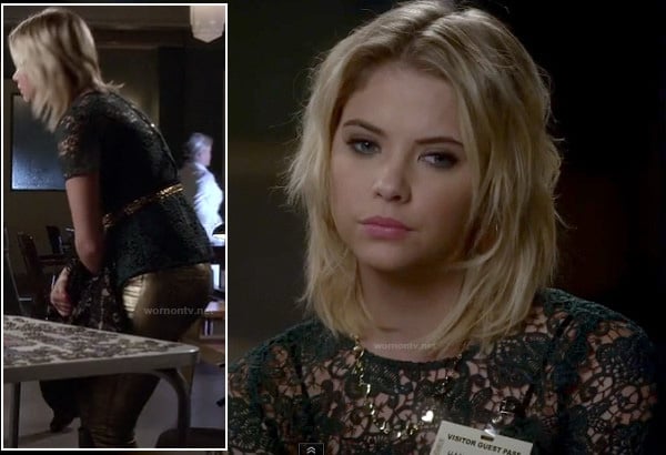 Hanna's green lace top on PLL