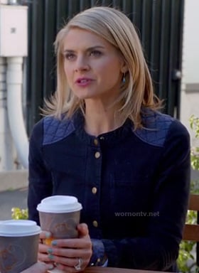 Jane's jacket with quilted shoulders and back on Happy Endings