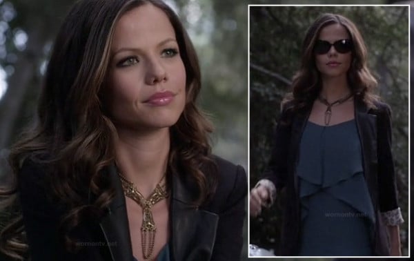 Jenna's leather lapel blazer on PLL finale