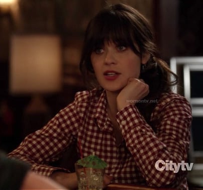 Jess Day's red gingham check top on New Girl